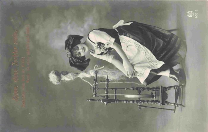 Foto HTL Nr. 605-3 Spinnrad Frau