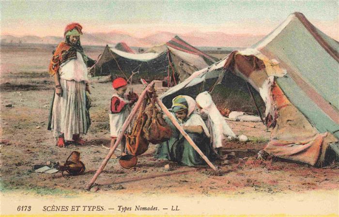Nomades Nomaden Beduines Bedouines-- Zelt Wueste Kind Litho