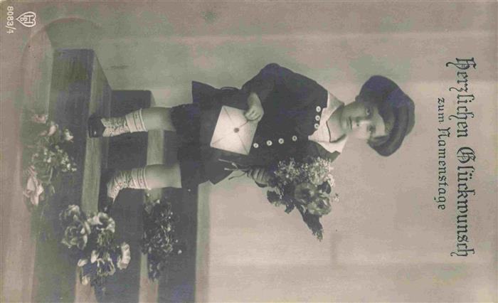 Foto HB Nr. 8083/4 Kind Namentag  Brief Rosen Bad T