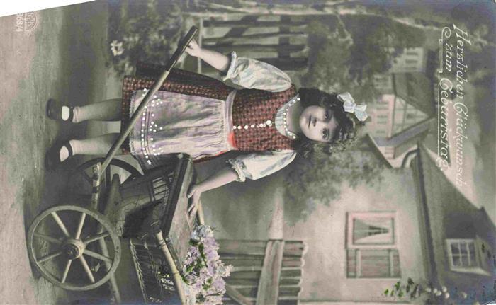 Foto RLK Nr. 868/4 Maedchen Blumenwagen Geburtstag