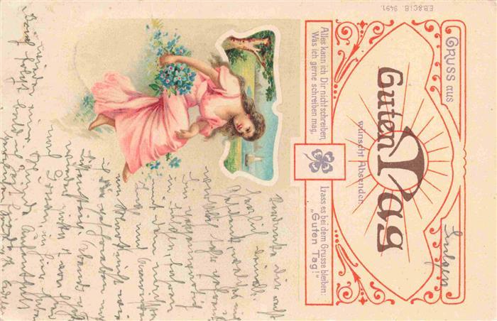 Jugendstil Engel Litho