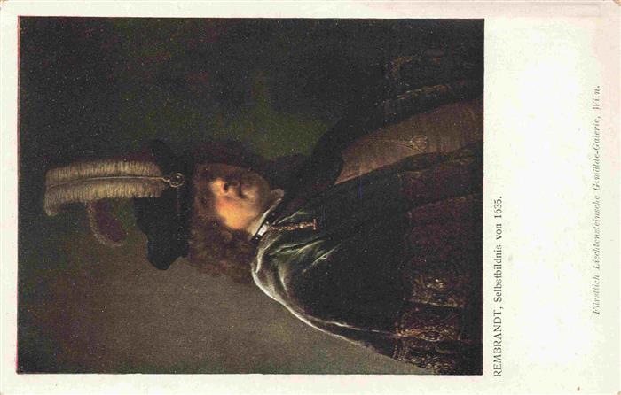 Rembrandt  van Rijn Kuenstlerkarte Alte Kuenstler Selbstbilsnis Liechtenstein Wi