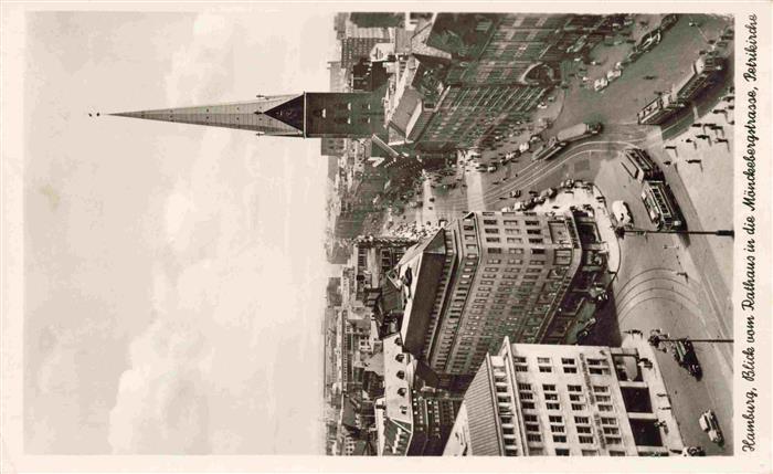 Strassenbahn Tramway-- Rathaus Moenckebergstrasse Petrikirche Hamburg