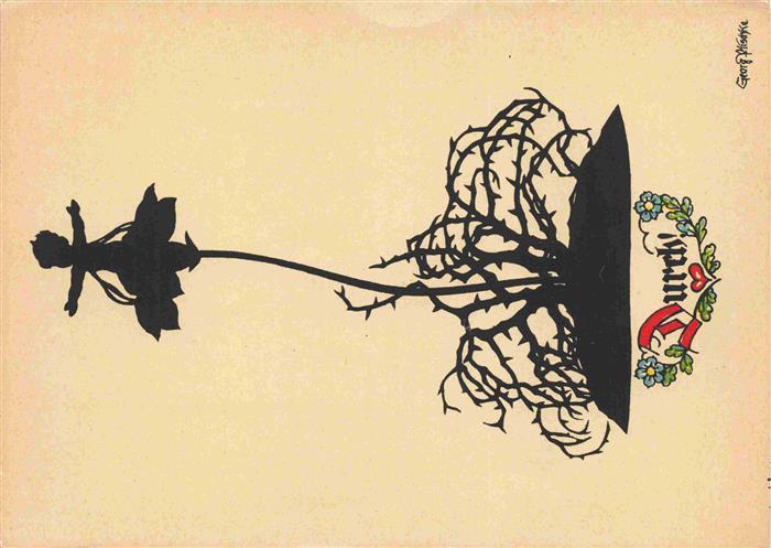 Schattenbildkarte Shadowbolt Scherenschn Engel Zittau