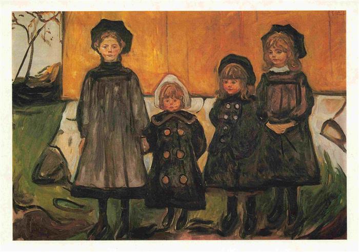 Munch Edvard Kuenstlerkarte Vier Maedchen Schwestern Bugge Stuttgart