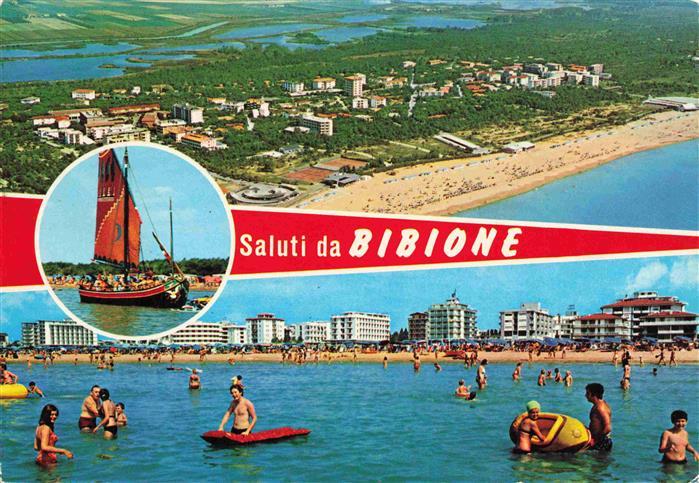BIBIONE Veneto IT Fliegeraufnahme Segelschiff Strandpartie