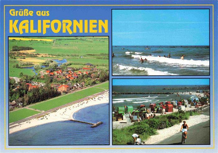 Kalifornien Ostseebad Fliegeraufnahme Wellenbaden Strandpartie