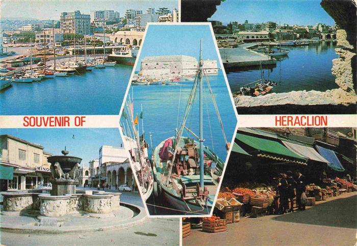Heraklion Herakleion Heraclio Iraclio Crete Greece Yachthafen Panorama Brunnen M