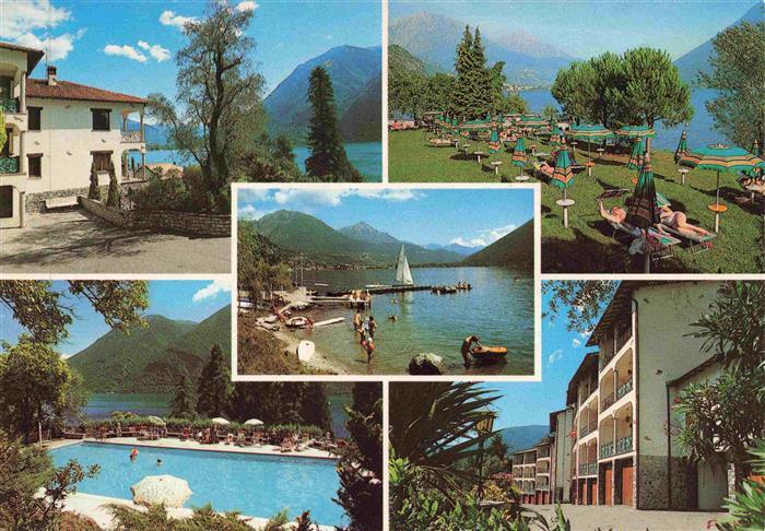 Porlezza Lago di Lugano IT Club Parco San Marco Liegewiese Seepartie Schwimmbad