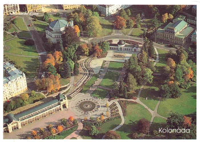 Marienbad MARIANSKE LAZNE CZ Kolonnade und Goethe Platz Fliegeraufnahme