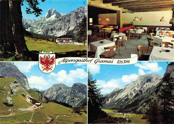 Gramaialm 1263m Falzthurntal Tirol AT Alpengasthof Gramai mit Lamsen Spitze Spei