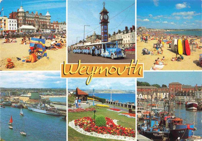 Weymouth Dorset UK Strandpartien Touristenmobil Fliegeraufnahme Park Hafen