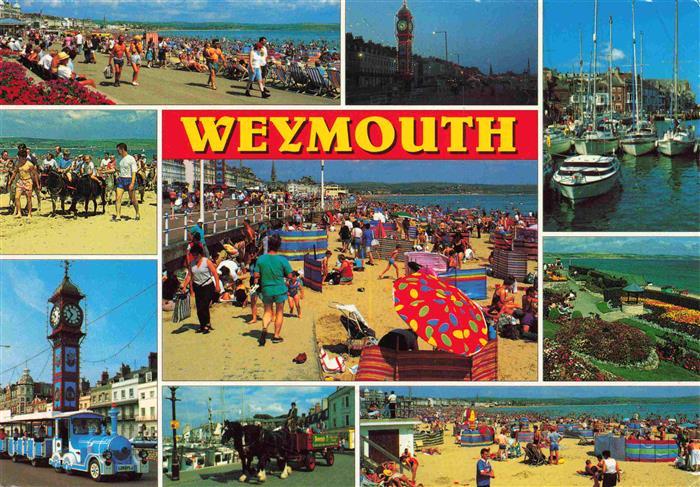 Weymouth Dorset UK Promenade Strandpartien Touristenmobil Hafenpartie