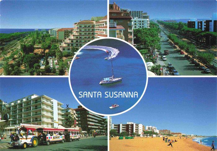 Santa Susanna Barcelona ES Panorama Promenade Strand Touristenbahn