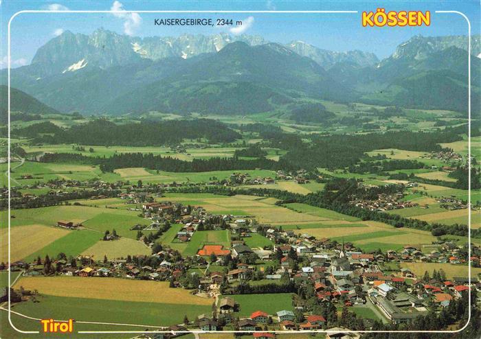 Koessen Tirol AT Fliegeraufnahme mit Kaisergebirge