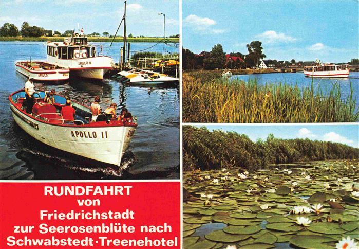 Friedrichstadt Eider Rundfahrt zur Seerosenbluete nach Schwabstedt Treenehotel