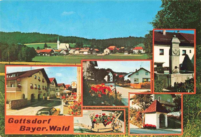 Gottsdorf Niederbayern Ansicht mit Kirche Motive im Ortszentrum Brunnen