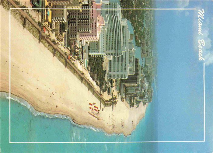 Miami Beach Aerial view showing the boardwalk along the Atlantic Ocean
