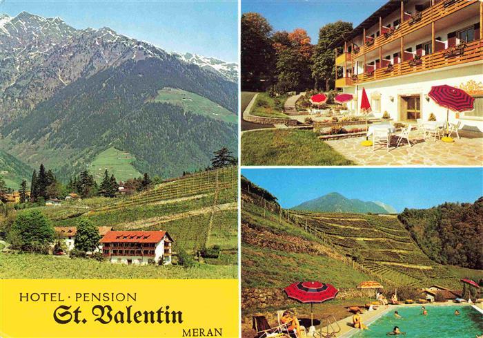 Meran MERANO IT Hotel Pension St. Valentin Swimming Pool Terrasse