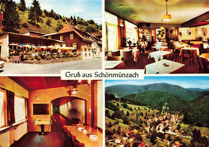 Schoenmuenzach Baiersbronn Café Pension Milchbar Kegelbahn Luftaufnahme