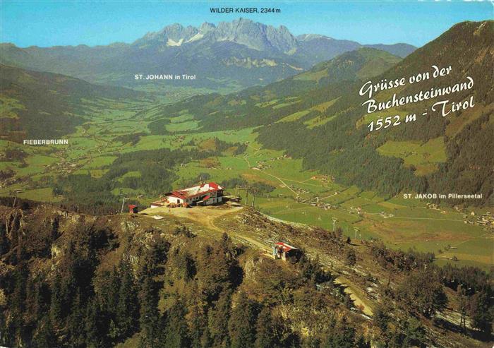 St Jakob Pillersee Tirol AT Alpengasthaus Buchensteinwand Blick gegen Kaisergebi