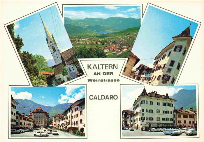 Kaltern Caldaro Suedtirol IT Motive Stadtzentrum Kirche Panorama Fernsicht