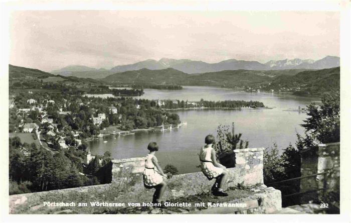 Poertschach Woerthersee Blick vom Hohen Gloriette mit Karawanen