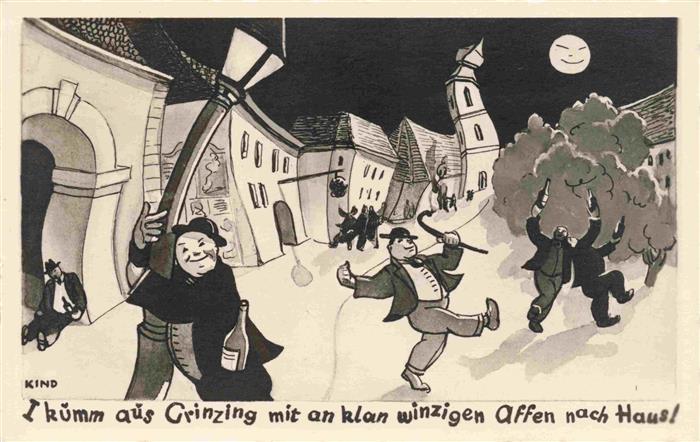 Grinzing Doebling Wien AT Zechtour Karikatur