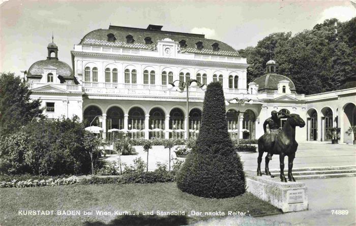 Baden  Wien AT Kurhaus und Standbild Der nackte Reiter