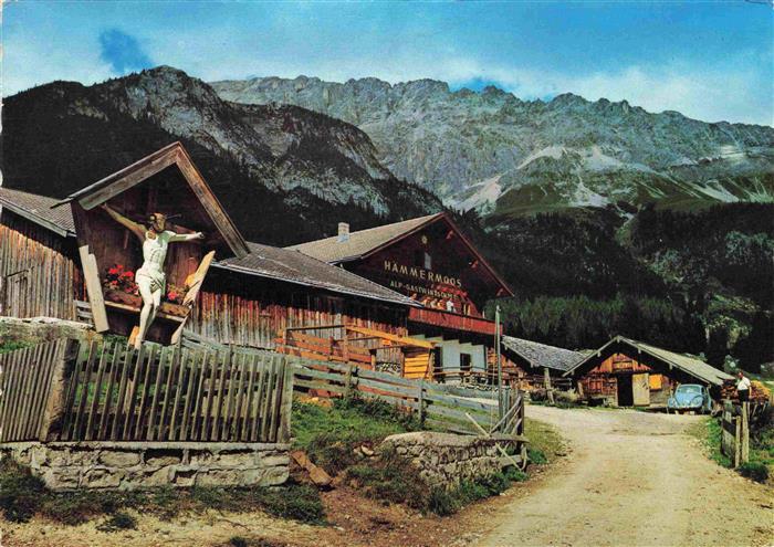 Haemmermoosalm 1420m Leutasch Tirol AT Alp Gastwirtschaft in der Leutasch mit Te