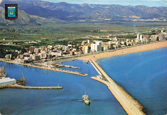 Gandia ES Puerto y playa Fliegeraufnahme