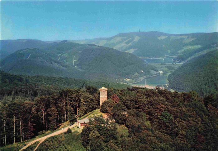 Bad Lauterberg Bismarckturm mit Odertalsperre Fliegeraufnahme
