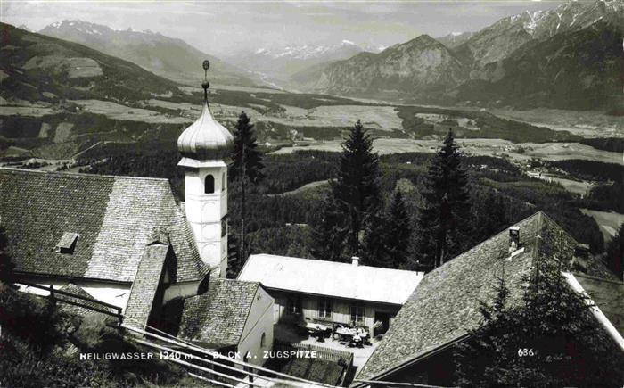 Heiligwasser Igls Tirol AT Kirche mit Blick zur Zugspitze