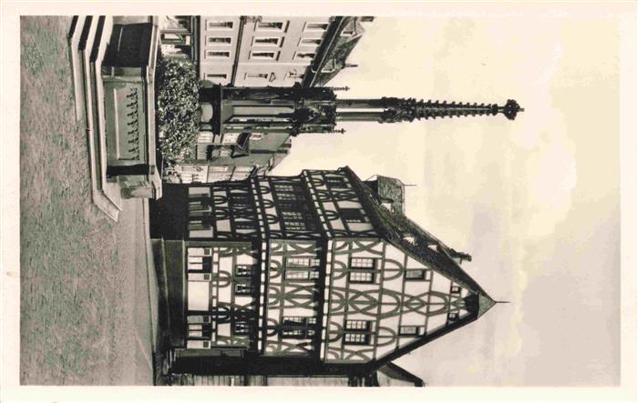 Aschaffenburg Main Stiftsbrunnen mit Fachwerkhaus