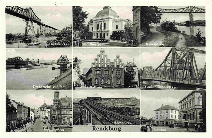 Rendsburg Schleswig-Holstein Hochbruecke Stadttheater Kanalpartie Altes Rathaus