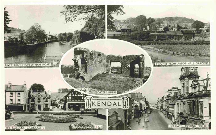 Kendal UK River Kent Heights from Abbot Hall Gardens Castle Ruins The Gardens G