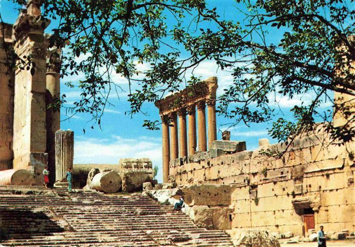 Baalbek Baalbeck Lebanon The Steps of Bacchus Temple and the Six Columns of Jupi