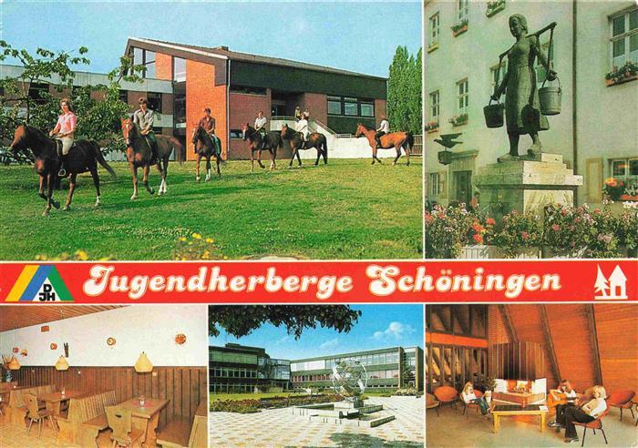 Schoeningen Niedersachsen Jugendherberge Schoeningen Reiter Brunnenfigur Gastrae