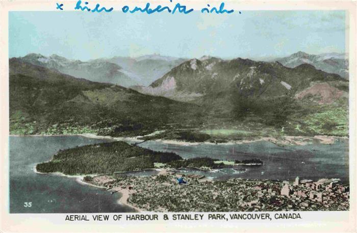 VANCOUVER BC Canada Aerial View of Harbour and Stanley Park
