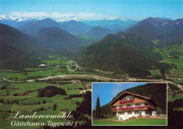 Lenggries Panorama Landerermuehle Gaestehaus und Tagescafe