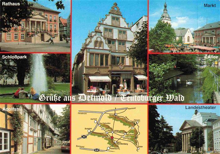 DETMOLD Lippe Rathaus Schlosspark Adolfstrasse Markt Landestheater Allee