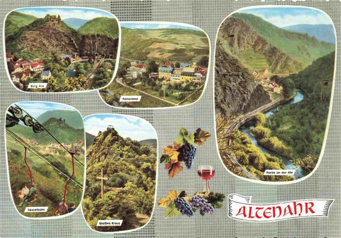 Altenahr Burg Are Panorama Partie an der Uhr Sesselbahn Weisses Kreuz
