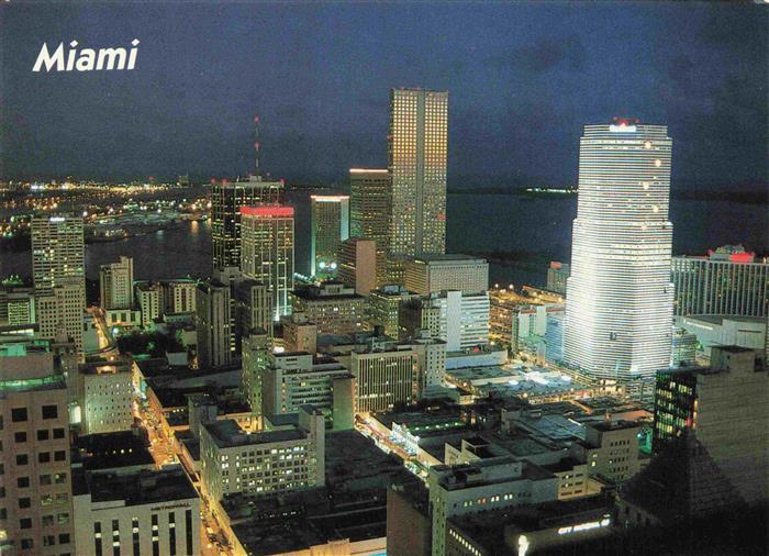 MIAMI Florida USA Beautiful Skyline at Night