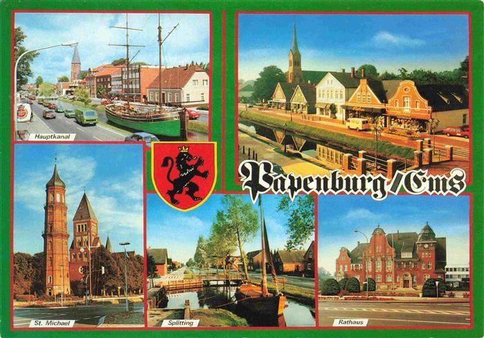 Papenburg Ems Niedersachsen Hauptkanal St Michael Splitting Rathaus Panorama