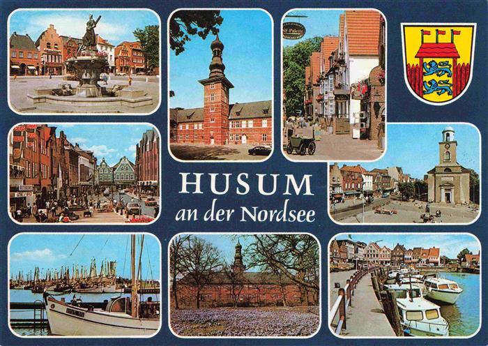 Husum Nordfriesland Brunnen Einkaufsstrasse Dorfpartien Hafenpartien