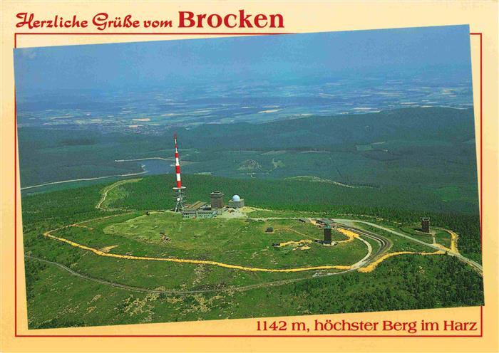 Brocken Harz Fliegeraufnahme mit Fernmeldeeinrichtungen