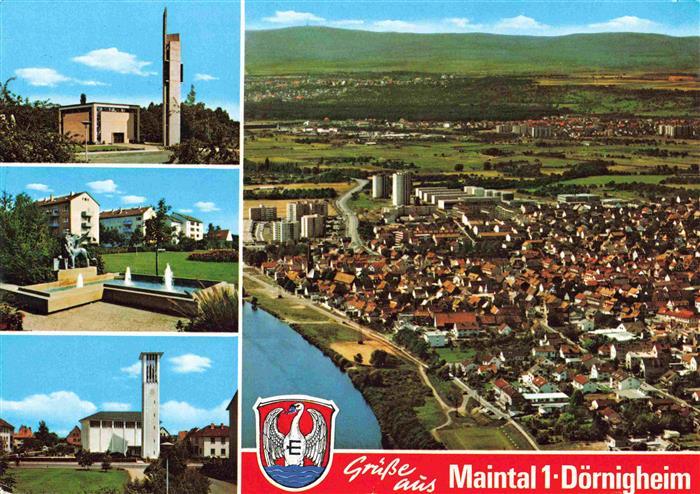Doernigheim Maintal Kirchen Brunnen Fliegeraufnahme