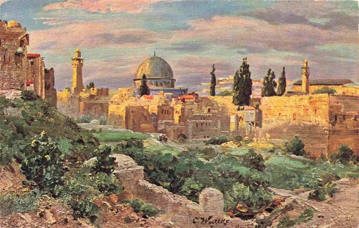 Jerusalem  Yerushalayim Israel Stadtblick mit der Omar Moschee vom Moghrebiner T