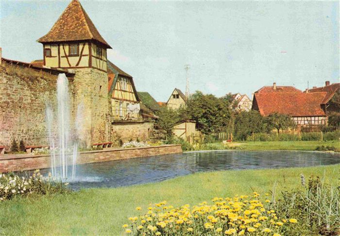 Michelstadt Odenwald Hessen Stadtgarten mit alter Stadtmauer