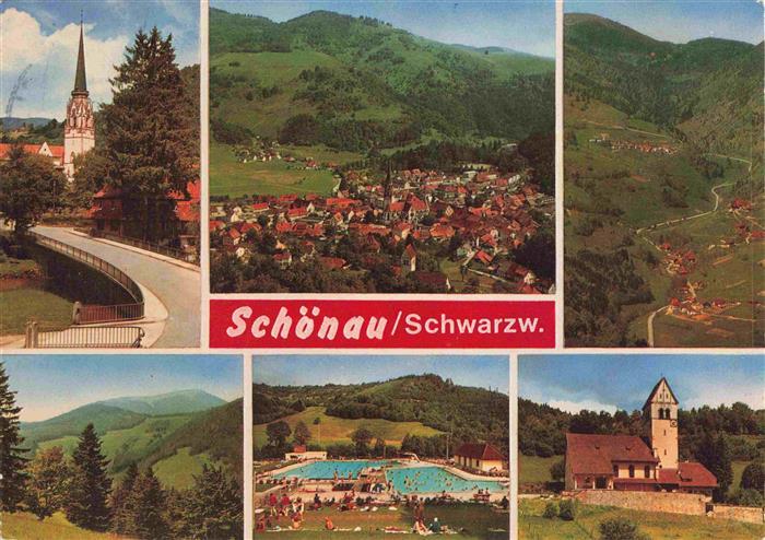 Schoenau Schwarzwald Kirche Panorama Fliegeraufnahme Schwimmbad